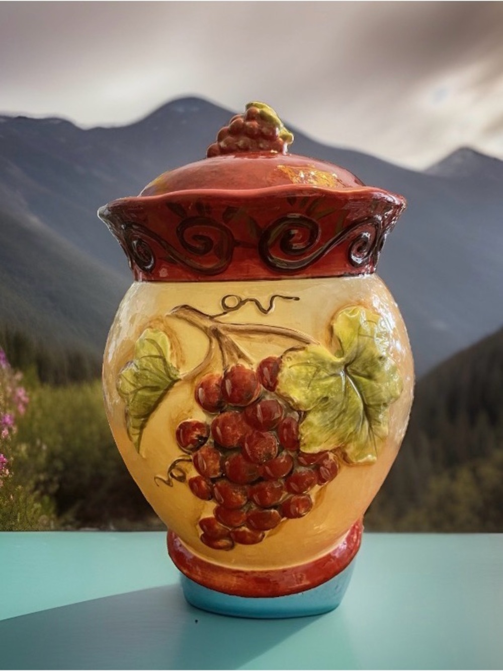 Vintage Certified International Kate M. Rastie Grapevine Canister 11”